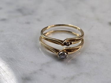 Womens Vintage Estate 14K Yellow Gold Diamond Ring Set