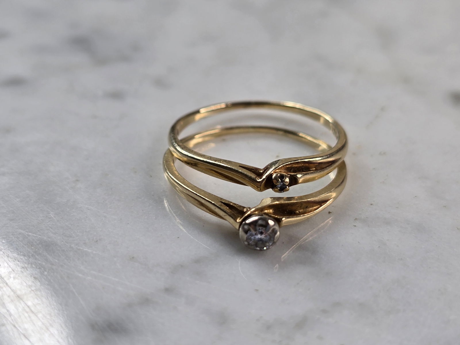 Womens Vintage Estate 14K Yellow Gold Diamond Ring Set (1 of 4)