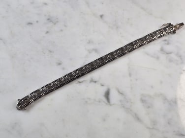 Womens Vintage Estate Sterling Silver Modernist Greek Key Bracelet