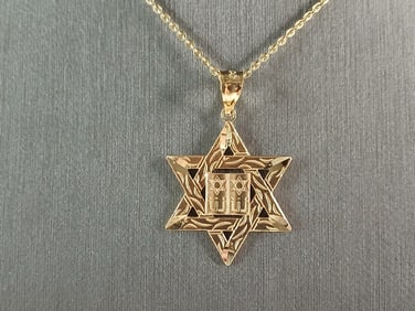 Sterling Silver Gold Tone Jewish Judaica Star of David Pendant