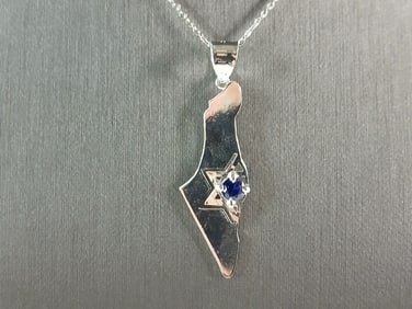 Sterling Silver Jewish Judaica Star of David Israel Pendant Necklace