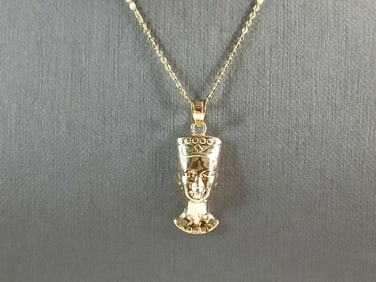 Womens Sterling Silver Gold Tone Queen Nefertiti Pendant Necklace