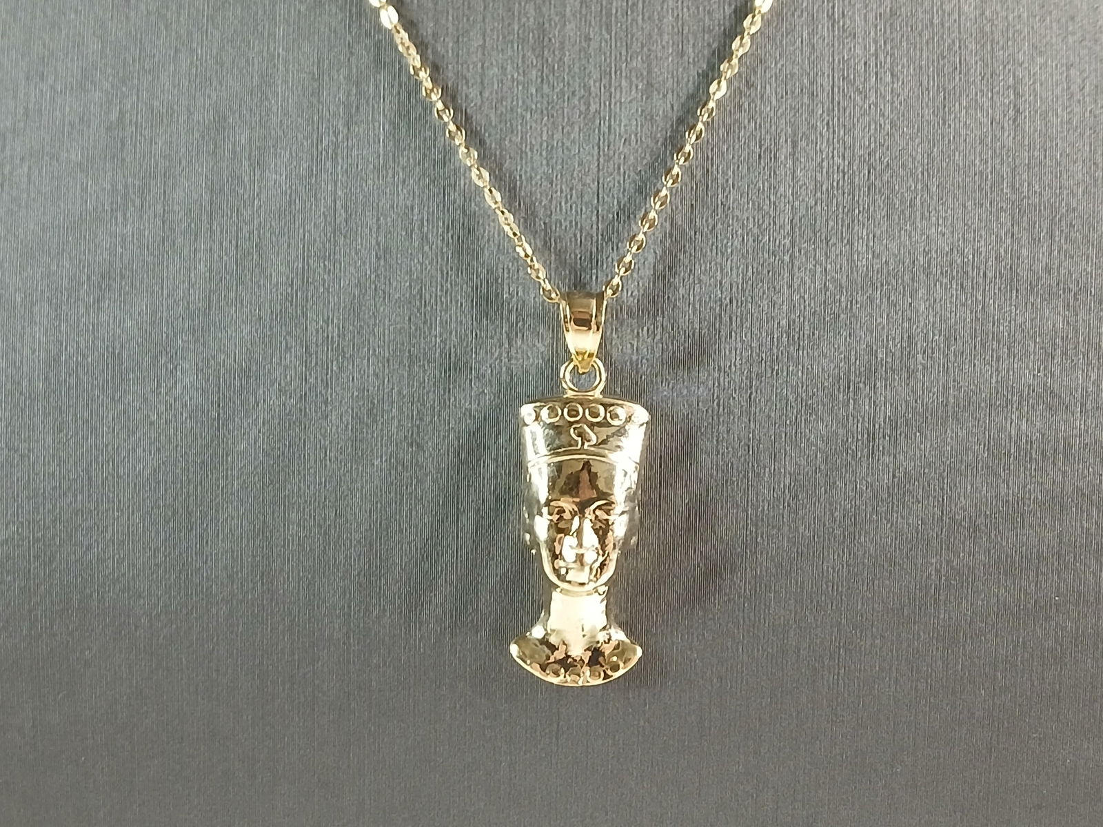 Womens Sterling Silver Gold Tone Queen Nefertiti Pendant Necklace (1 of 4)