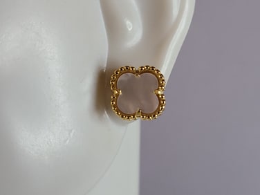 Womens Sterling Silver 4 Leaf Clover Earrings