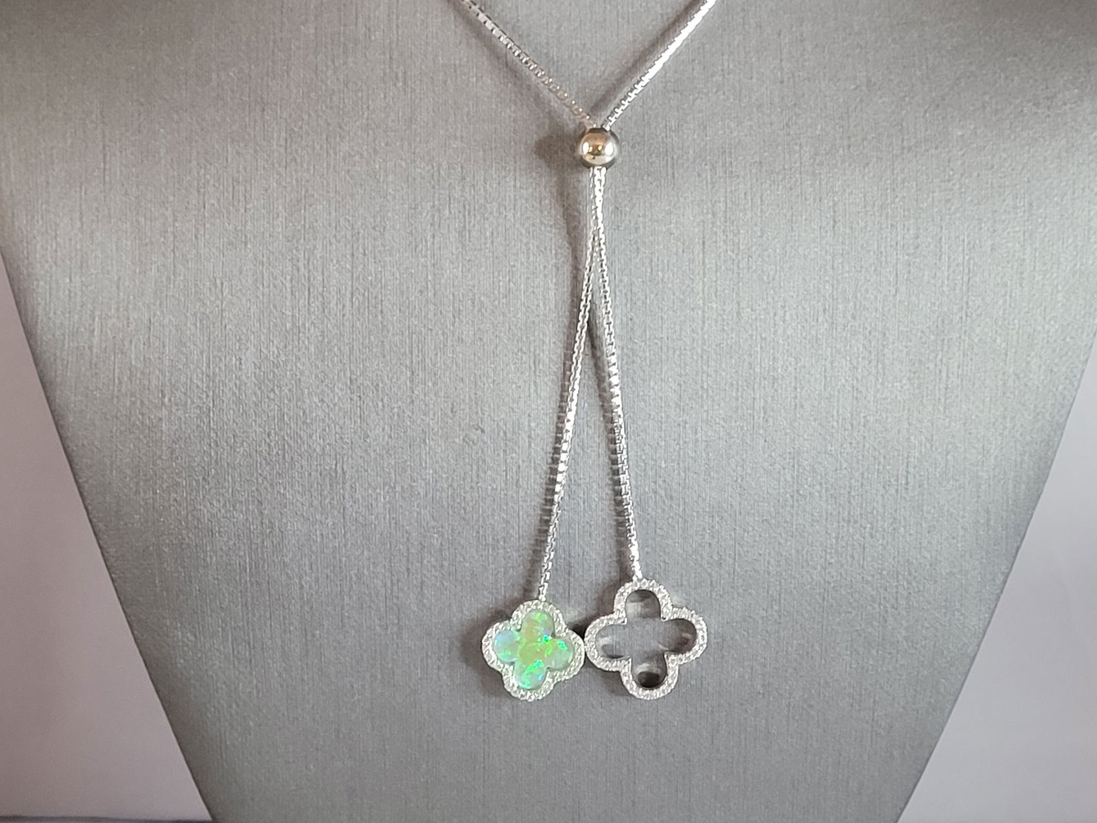 Womens Sterling Silver 4 Leaf Clover Necklace (1 of 7)