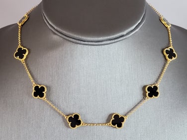 Womens Sterling Silver Gold Tone 4 Leaf Clover Necklace