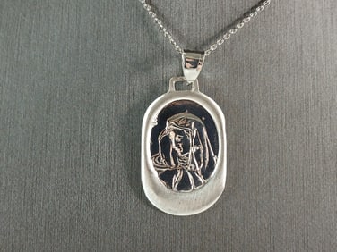 Womens Sterling Silver Virgin Mary Pendant Necklace