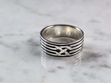 Mens Vintage Estate Sterling Silver Irish Celtic Eternity Knot Ring