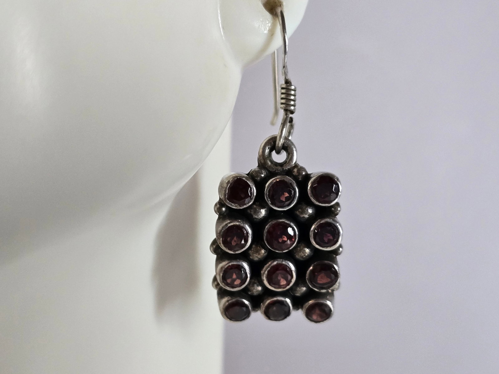 Womens Vintage Estate Sterling Silver Amethyst Earrings (1 of 4)