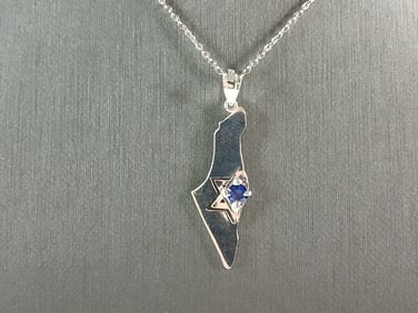Sterling Silver Jewish Judaica Star of David Israel Pendant Necklace