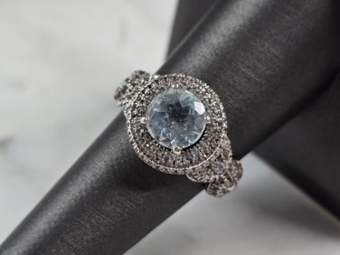 Womens Vintage Estate Sterling Silver Topaz CZ Ring