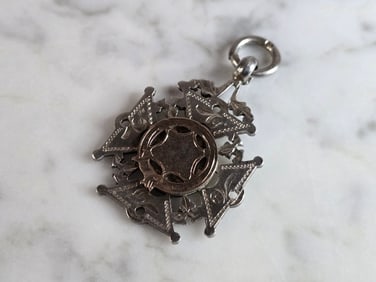 Antique English Sterling Silver Watch Fob Medal