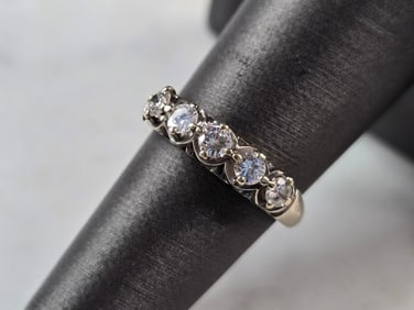 Womens Vintage Estate 14K White Gold Diamond Ring