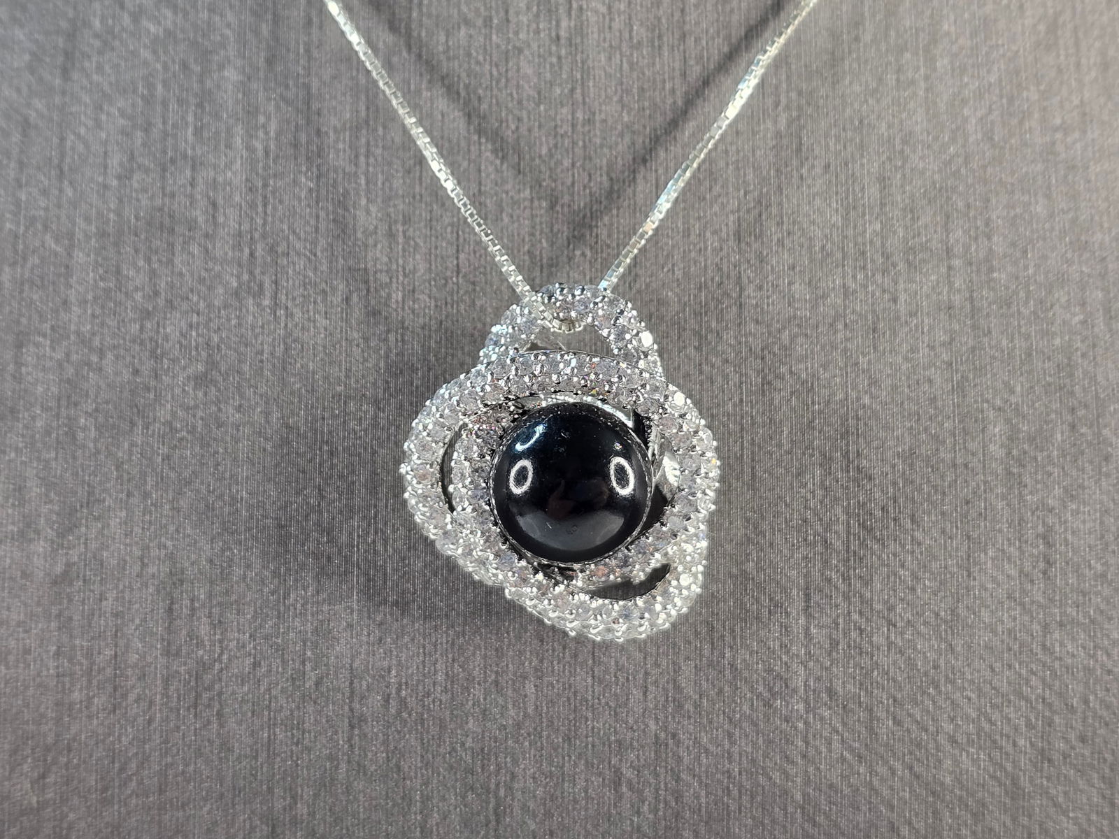 Womens Vintage Estate Sterling Silver Modernist Pendant & Necklace (1 of 4)