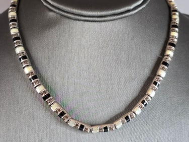 Womens Vintage Estate Sterling Silver Deco Style Necklace