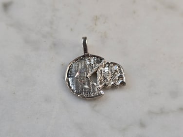 Womens Vintage Estate Sterling Silver Pacman Pendant