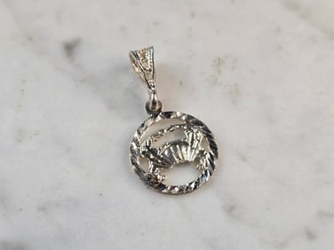 Womens Vintage Estate Sterling Silver Zodiac Cancer Pendant