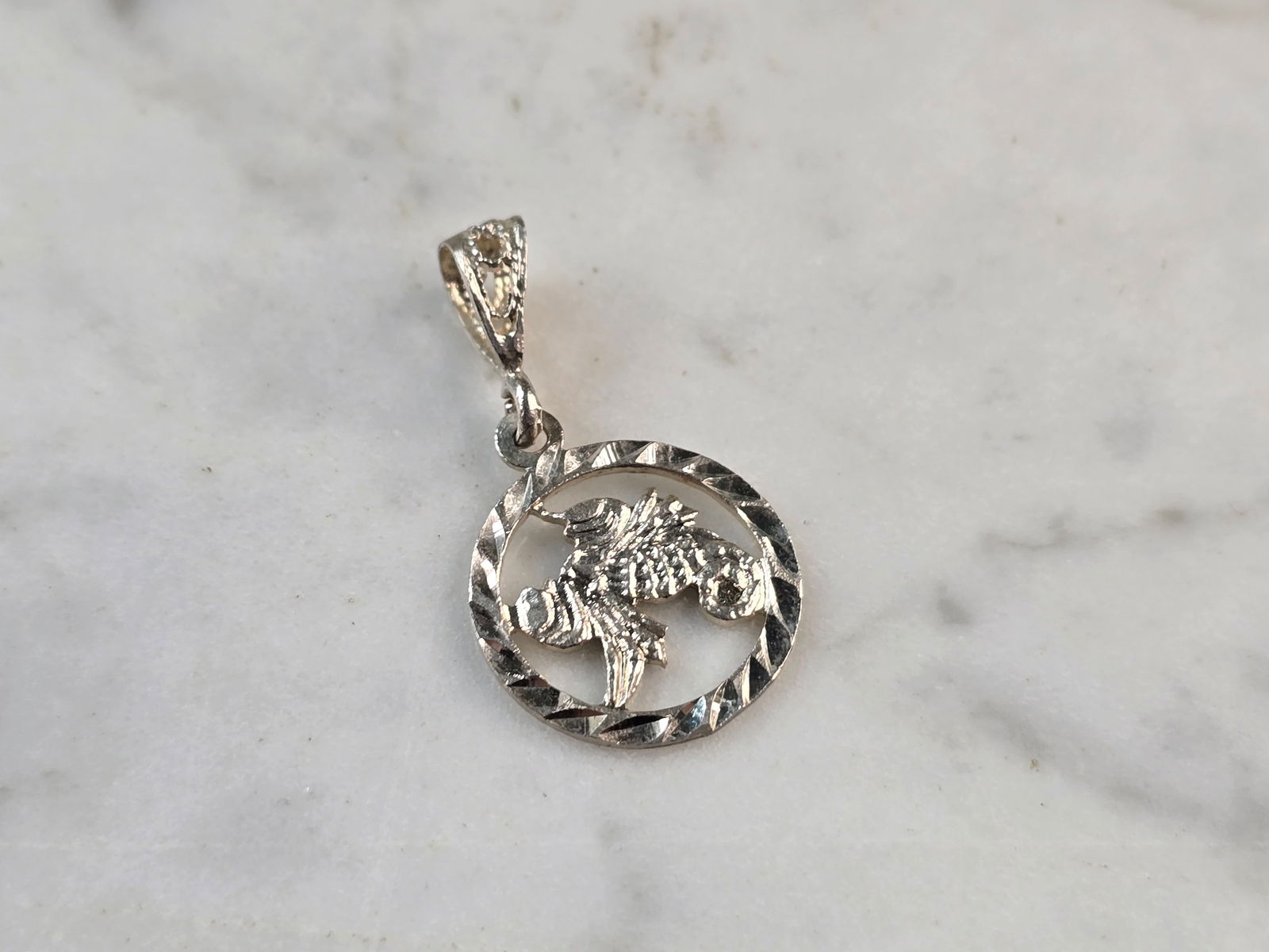 Womens Vintage Estate Sterling Silver Zodiac Scorpio Pendant (1 of 3)