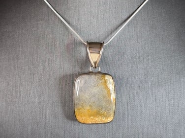 Womens Vintage Estate Sterling Silver Agate Necklace