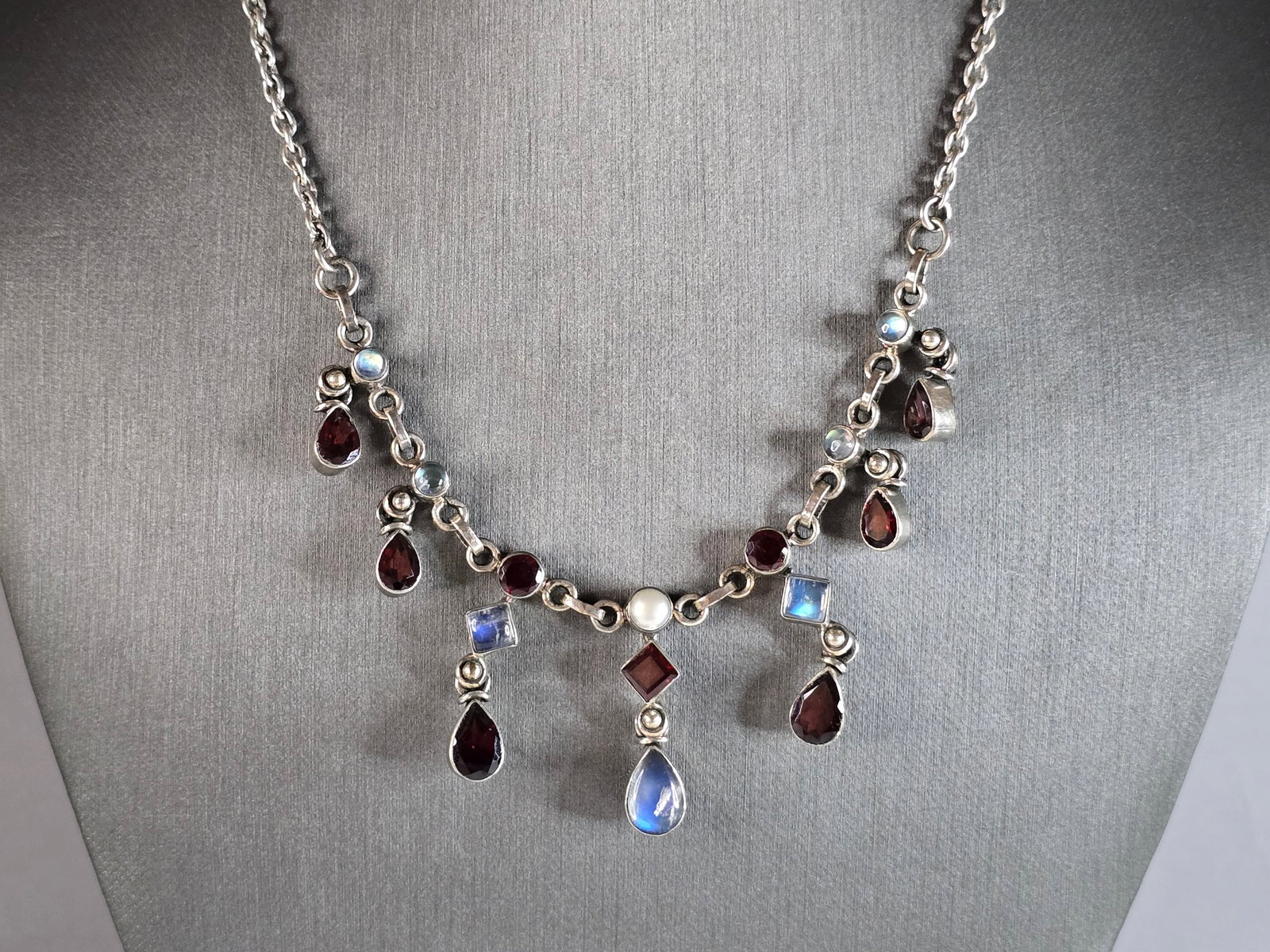 Womens Vintage Estate Sterling Silver Modernist Necklace (1 of 4)