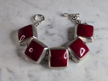 Womens Vintage Estate Sterling Silver Modernist Bracelet