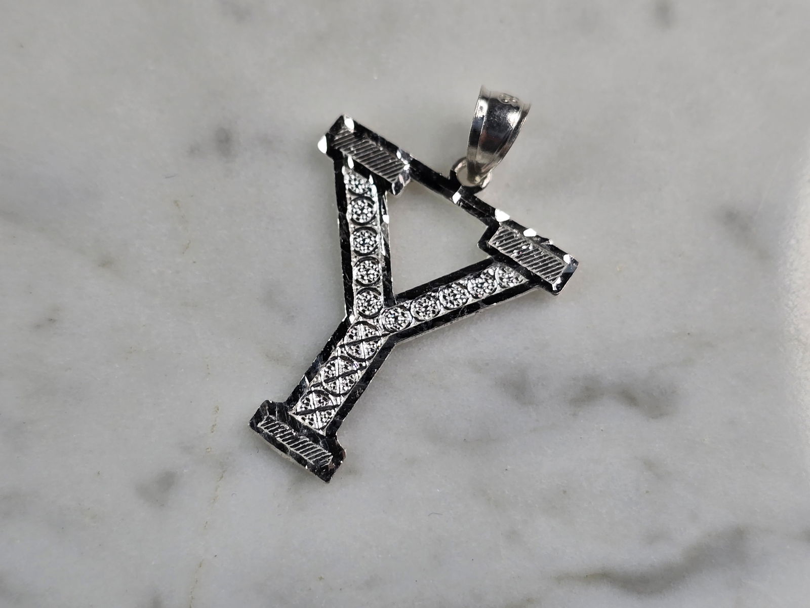 Womens Sterling Silver Initial Letter " Y " Pendant (1 of 3)