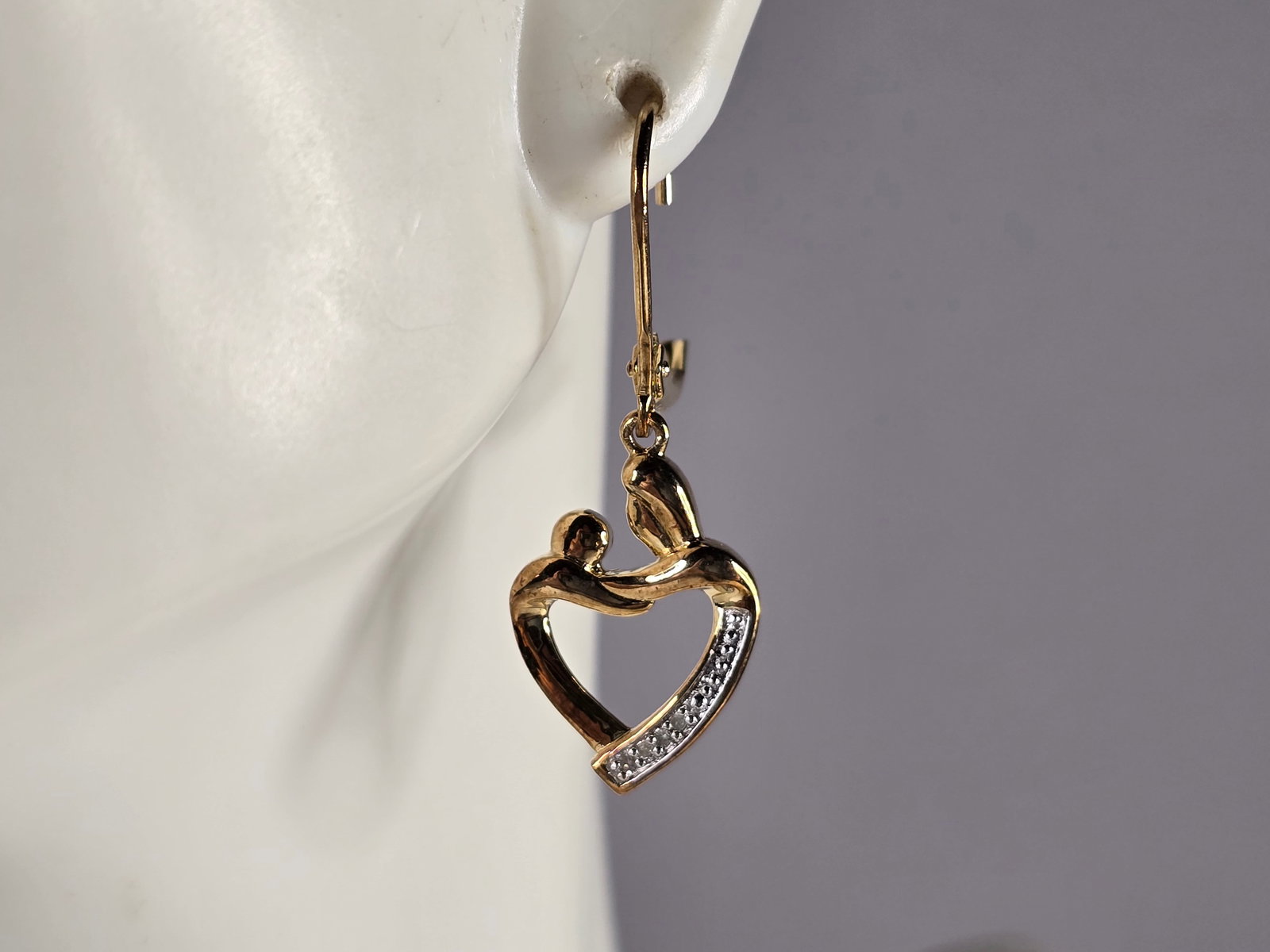 Womens Vintage Estate Sterling Silver Gold Tone Heart Earrings (1 of 4)