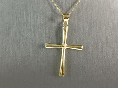 Womens Sterling Silver Gold Tone Religious Cross Pendant Necklace