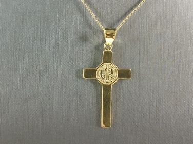 Womens Sterling Silver Gold Tone Religious Cross Pendant Necklace