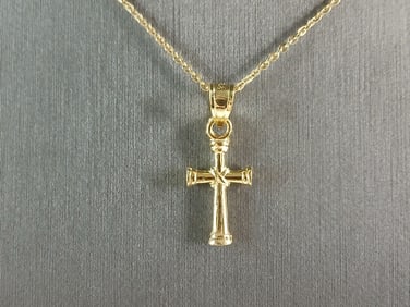 Womens Sterling Silver Gold Tone Religious Cross Necklace