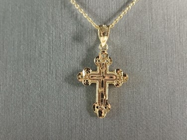 Womens Sterling Silver Gold Tone Religious Cross Necklace