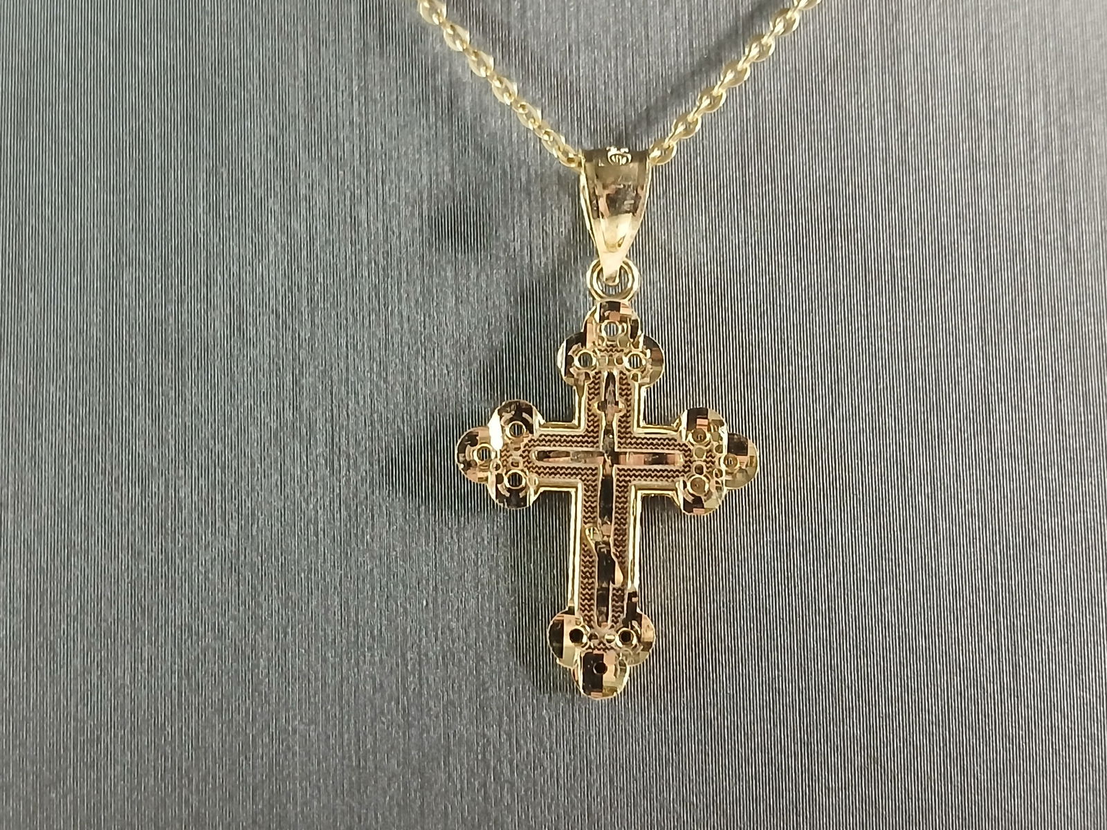 Womens Sterling Silver Gold Tone Religious Cross Necklace (1 of 4)
