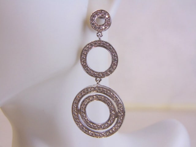 Womens Vintage Sterling Silver Earrings w/ CZ Stones (1 of 3)