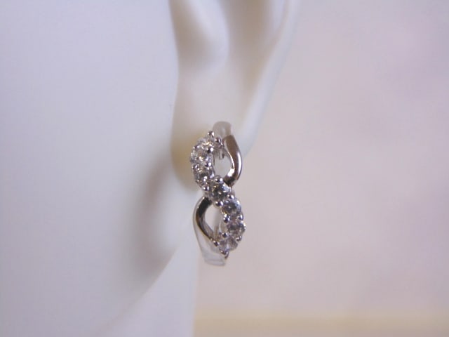 Womens Vintage Estate Sterling Silver CZ Earrings (1 of 3)