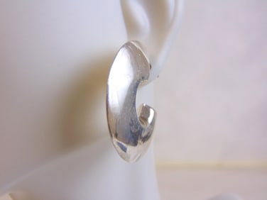 Womens Vintage Sterling Silver Open Hoop Stick Earrings