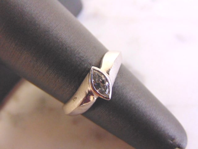 Womens Sterling Silver Ring w/ Marquise Cut Stone (1 of 3)