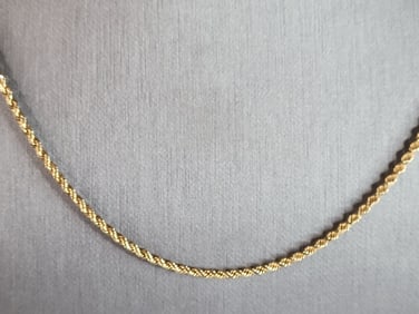 Lovely Vintage Estate 14K Yellow Gold Rope Chain Necklace