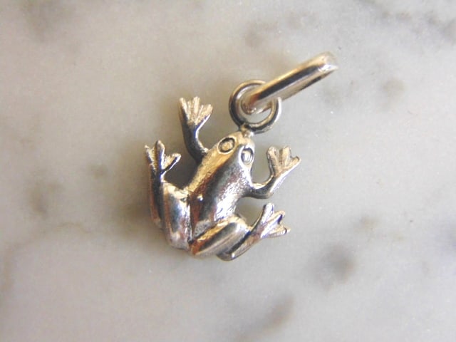 Vintage Estate .925 Sterling Silver Frog Pendant (1 of 2)