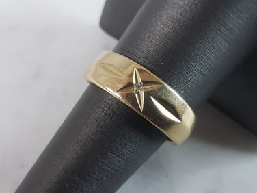 Mens Vintage Estate 14K Yellow Gold Diamond Ring