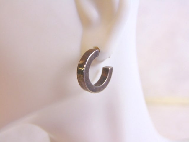 Pr of Womens Sterling Silver Open Hoop Stick Earrings (1 of 3)