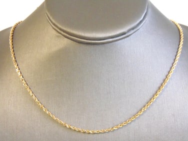 Vintage Estate 14K Yellow Gold Rope Chain Necklace