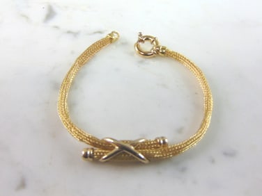 Womens Vintage Estate 18K Yellow Gold Mesh Bracelet