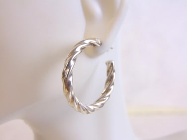 Vintage Estate Womens Sterling Silver Hoop Earrings