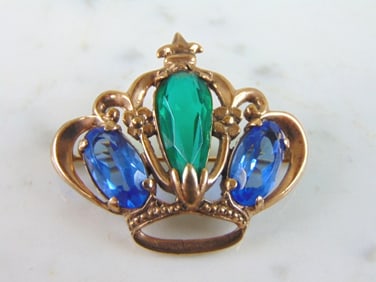 Womens Vintage Estate 10K Gold Crown Brooch