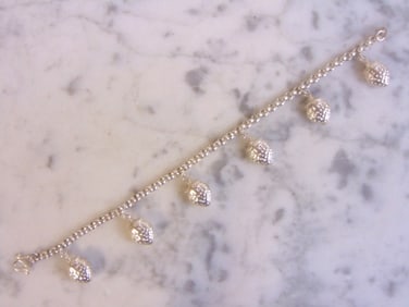 Womens Vintage Estate Sterling Silver Charm Bracelet