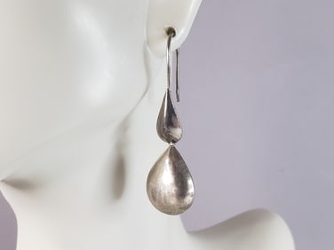 Womens Vintage Estate Sterling Silver Dangle Earrings