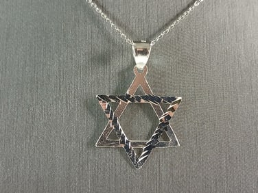 Sterling Silver Jewish Judaica Star of David Pendant Necklace
