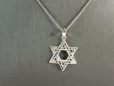 Sterling Silver Jewish Judaica Star of David Pendant Necklace