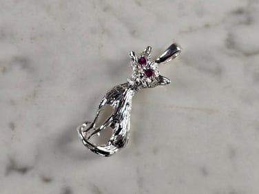 Womens Sterling Silver Siamese Cat Pendant