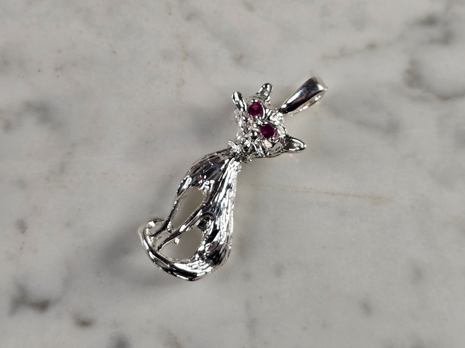 Womens Sterling Silver Siamese Cat Pendant (1 of 3)